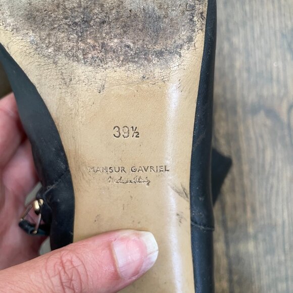 Mansur Gavriel Black Leather Ankle Boots Block Heel Size 39.5 - Picture 11 of 12